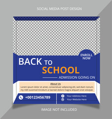 Obraz premium Modern and professional School Admission Editable Social Media post, Clean School Admission Facebook Post Banner Design