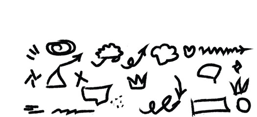 Hand drawn doodle elements isolated on white background for decoration needs