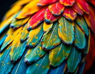 Fototapeta premium A close up of a vibrant bird with an intricate design on its feathers