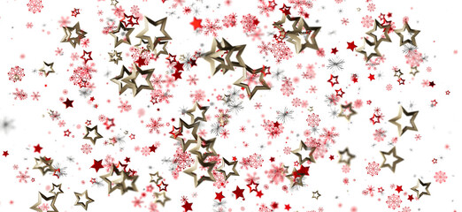 Festive winter background with red and gold stars and snowflakes. Perfect for Christmas, New Year, and holiday designs.