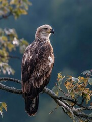 Eagle Perched on Branch: Majestic raptor surveys its domain from above.
