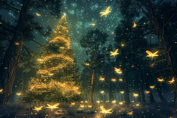 golden christmas tree