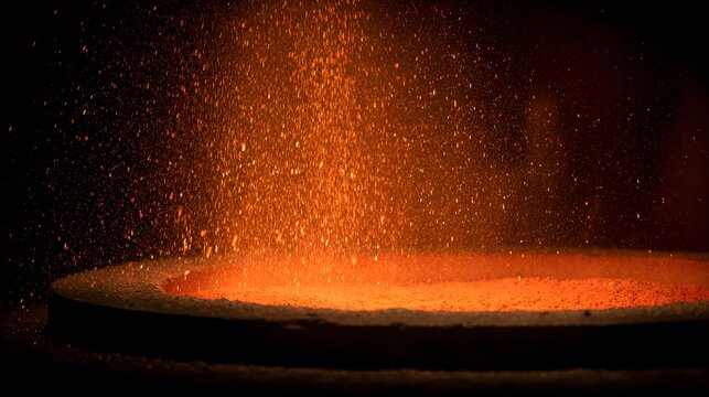 Molten metal sparks showering down from a welding process