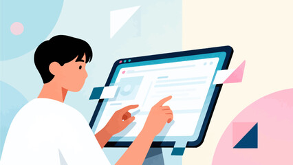 Person using digital tablet interface