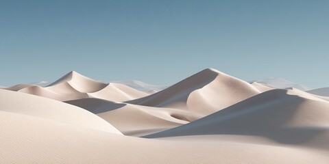 Serene sand dunes under a clear sky. Calm and minimalist desert scene.