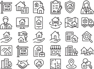 Real Estate Icons Property Homes and Realty Symbols