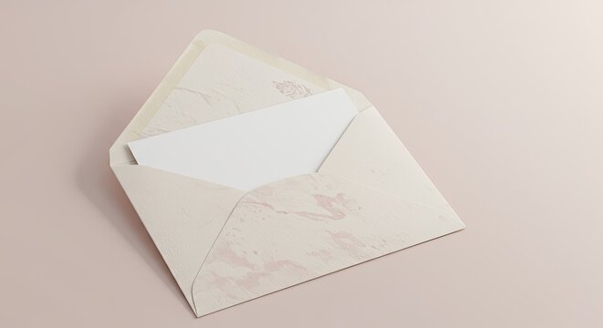 Elegant invitation envelope with marble design and blank card for personalized messages