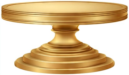 A golden, tiered pedestal, circular top, supporting fluted column on stepped base