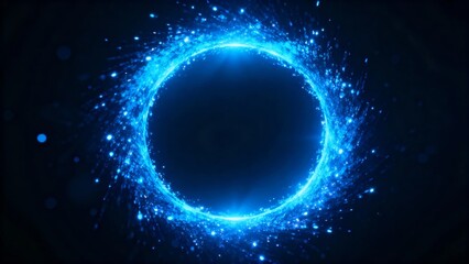 A glowing blue cir