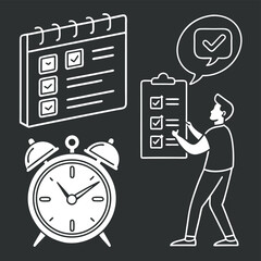 Man working with time management tools