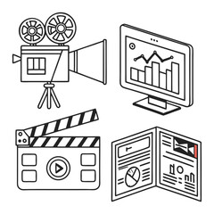Media production and business analysis icons