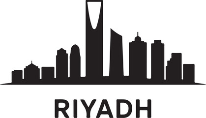Fototapeta premium Detailed Riyadh skyline vector illustration in black silhouette style