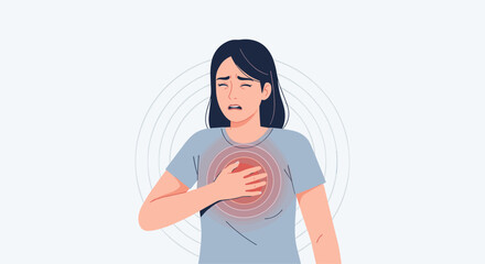 Woman Experiencing Chest Pain and Discomfort