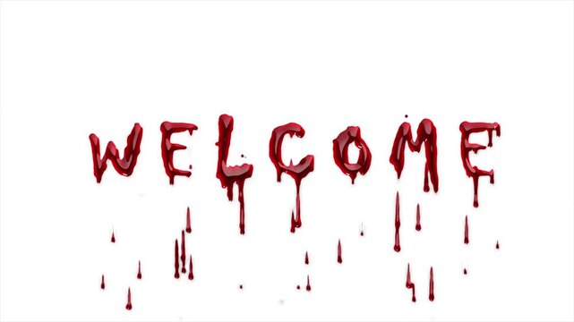 Drip blood text Animation Horror Effect on white Background. Halloween concept