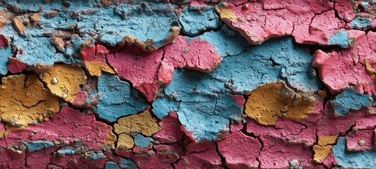Obraz premium Cracked Multicolor Peeling Paint Texture