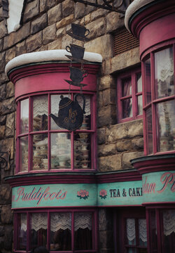 OSAKA, JAPAN - AUGUST 23, 2025: Hogsmeade Village and in Harry Potter Attraction Zone in Universal Studio, Osaka, Japan