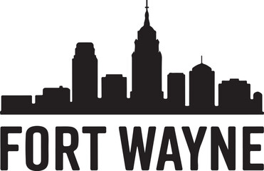 Fototapeta premium Fort Wayne skyline silhouette vector illustration in black color