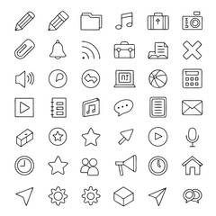 Outline icons set for digital applications