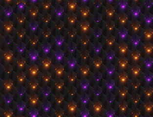 Abstract Pattern of Orange and Purple Halloween Lights.