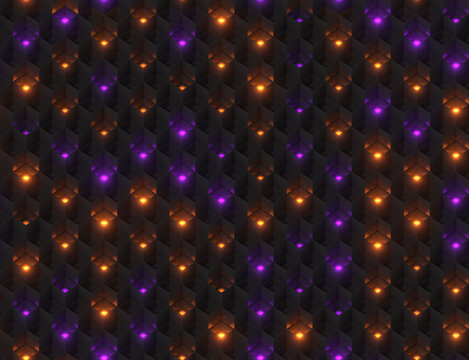Abstract Pattern of Orange and Purple Halloween Lights.