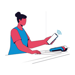 Woman Paying With Phone Illustration