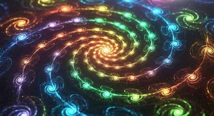 Vibrant Rainbow Spiral Galaxies Exploding With Cosmic Energy And Light