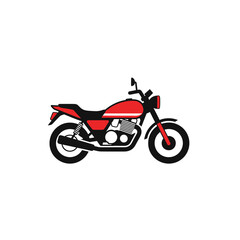 Obraz premium A red and black motorcycle illustration with a white stripe on the fuel tank, shown from a side view.