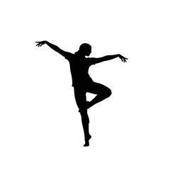 Fototapeta premium Elegant dancer striking a graceful pose in silhouette, perfect for conveying balance, artistry, and the beauty of movement in a modern design