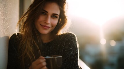 Serene morning moment on the balcony with a cup of coffee