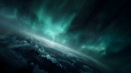 Fototapeta premium Spectacular view of planet Earth from space with vibrant aurora borealis dancing across the starry night sky
