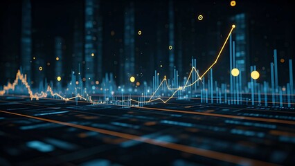 Abstract glowing trading chart with candlestick graph, representing stock market growth, investment strategy, forex analysis, and digital economy progress.