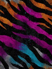 Seamless abstract zebra stripe pattern in neon teal and magenta