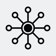 Silhouette network node connection represents communication and connection line art vector illustration