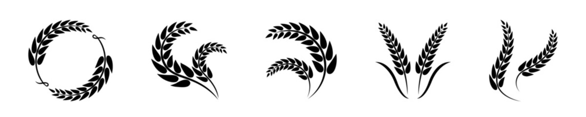 Wheat logotype flat icon vector set