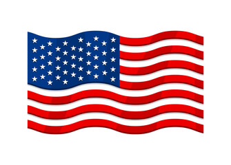 American flag waving flat vector illustration