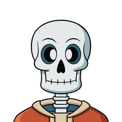Skeleton head cartoon vector illustration
