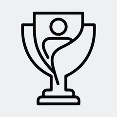 Silhouette trophy cup award winner illustration for sports achievement line art vector illustration