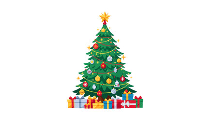 Naklejka premium A Festive Decorated Christmas Tree Surrounded by Presents