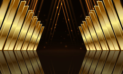 Award ceremony background with golden shapes and light rays. Abstract luxury background. Vector illustration.