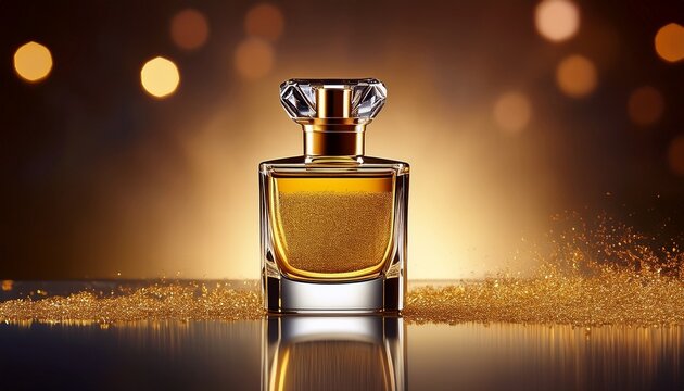exquisite perfume bottle with golden liquid ideal for cosmetic a