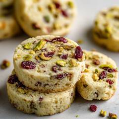 Fototapeta premium Cranberry Pistachio Shortbread Cookies Different from its predecessor Focus on the details