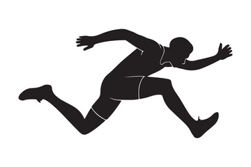 Long Jump sequence with word. Vector Black silhouettes. with white background