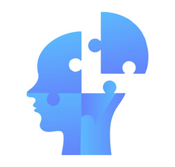 Puzzle Head Icon – Symbol of Mental Health, Cognitive Function, and Problem Solving