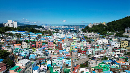 Gamcheon Culture Village in Busan, South Korea, seen from above
