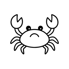 vector line icon sad crab on a white background
Vector animal character emotion, including joy and sadness
