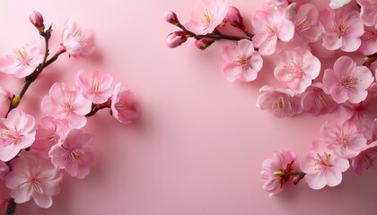 delicate pink cherry blossoms on light pink background ready for design purposes