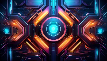 hi tech wallpaper with futuristic multicolored sci fi panels