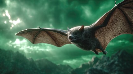Fototapeta premium Flying bat, Flying bats on green screen background