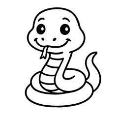 Fototapeta premium vector line icon happy snake on a white background Vector animal character emotion, including joy and sadness