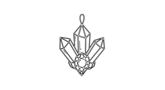 black and white crystal pendant clip art preview